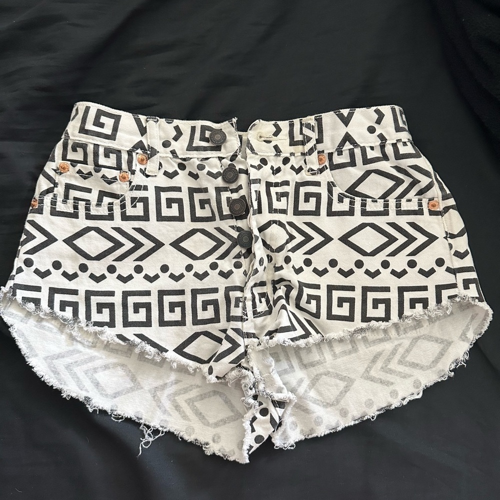 Signature Black and White High Waist Shorts